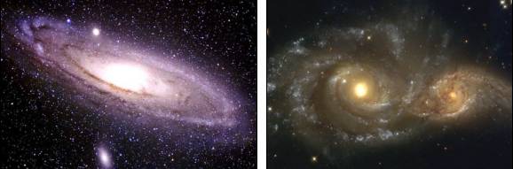 Galaxia se Andrmeda M31, Foto Lanoue, y Galaxias Espirales NGC-2207 y IC-2167, NASA